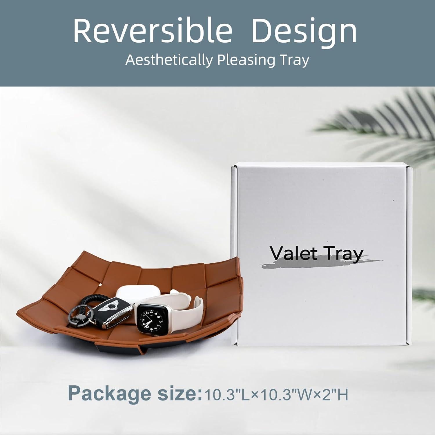 Bandeja de Valet Cuero Sintético MSJGA 24.9x24.9 cm Marrón/Negro