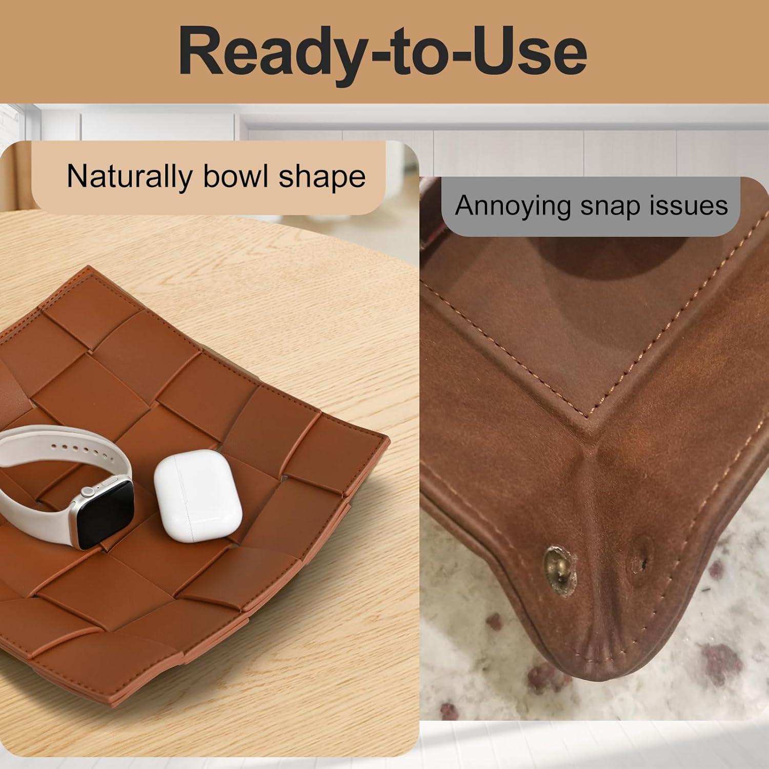 Bandeja de Valet Cuero Sintético MSJGA 24.9x24.9 cm Marrón/Negro