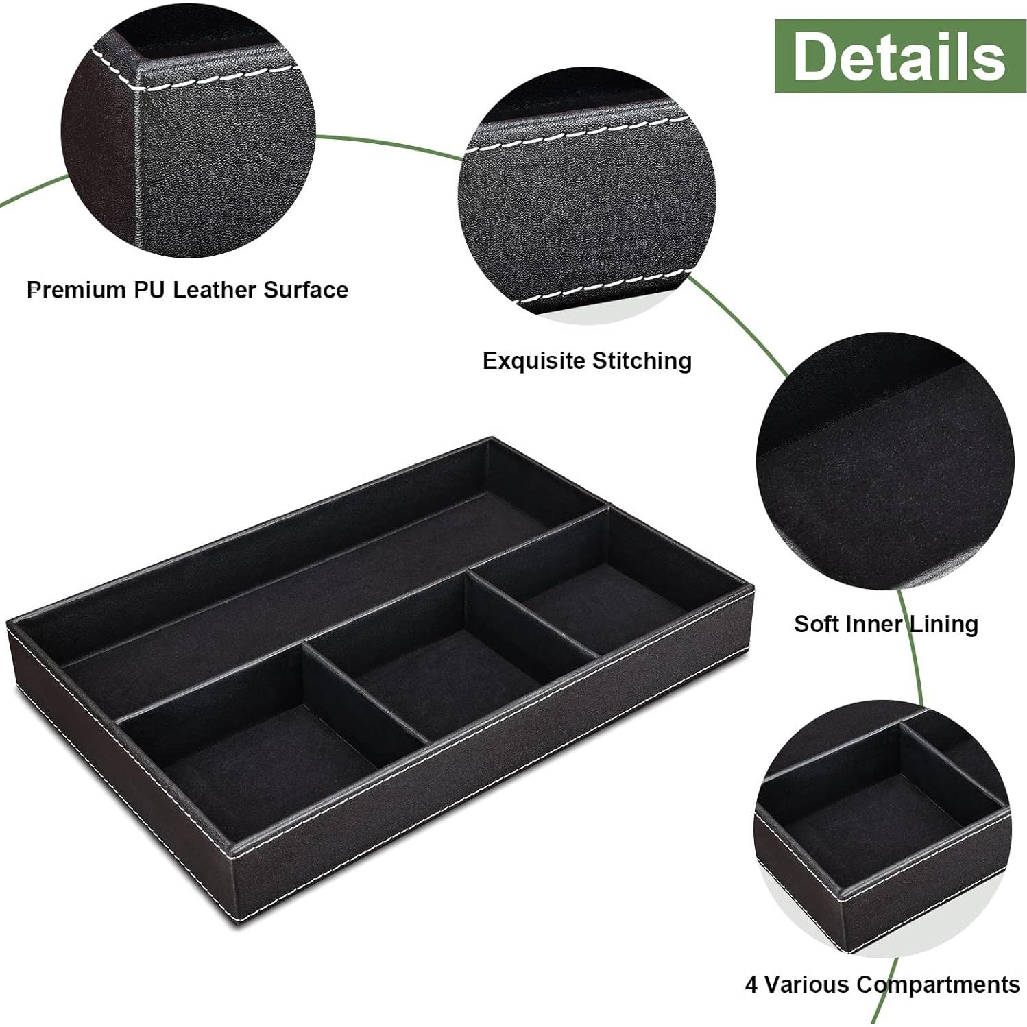 Bandeja de Cuero Sintético GORESE para Joyería - Negro