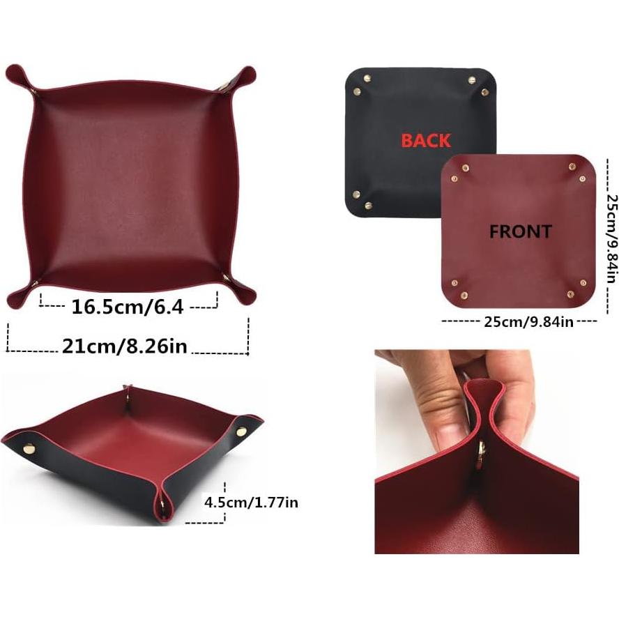 Juego de 4 bandejas de valet de cuero PU SUSU BLOCK 25x25cm