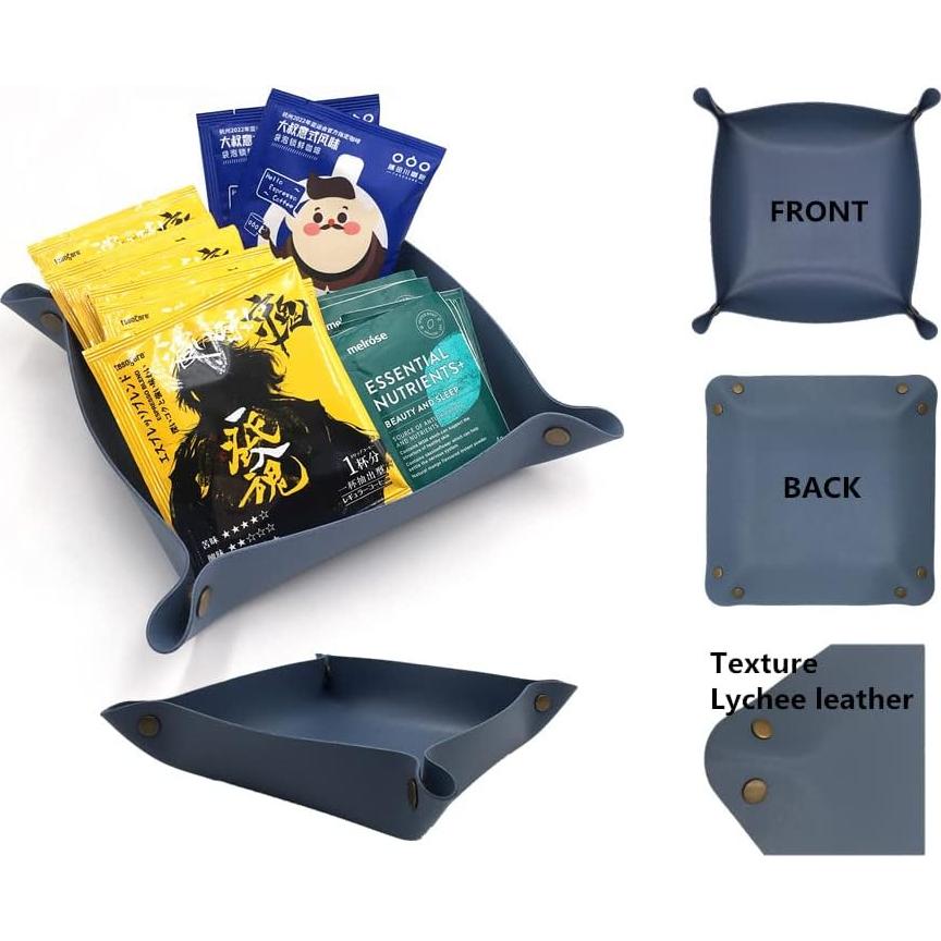 Juego de 4 bandejas de valet de cuero PU SUSU BLOCK 25x25cm