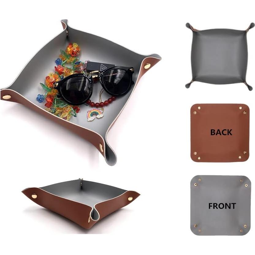 Juego de 4 bandejas de valet de cuero PU SUSU BLOCK 25x25cm