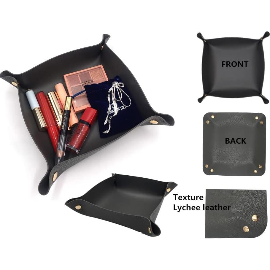 Juego de 4 bandejas de valet de cuero PU SUSU BLOCK 25x25cm