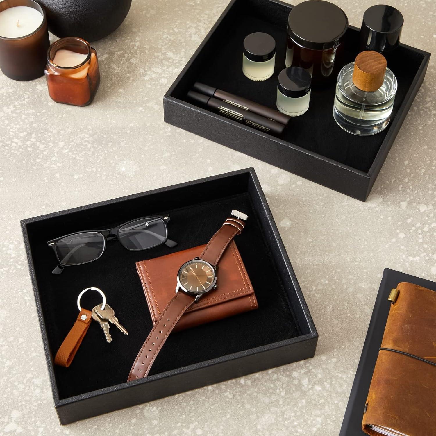 Bandeja de Cuero Sintético Juvale Organizador 2 Piezas Negro