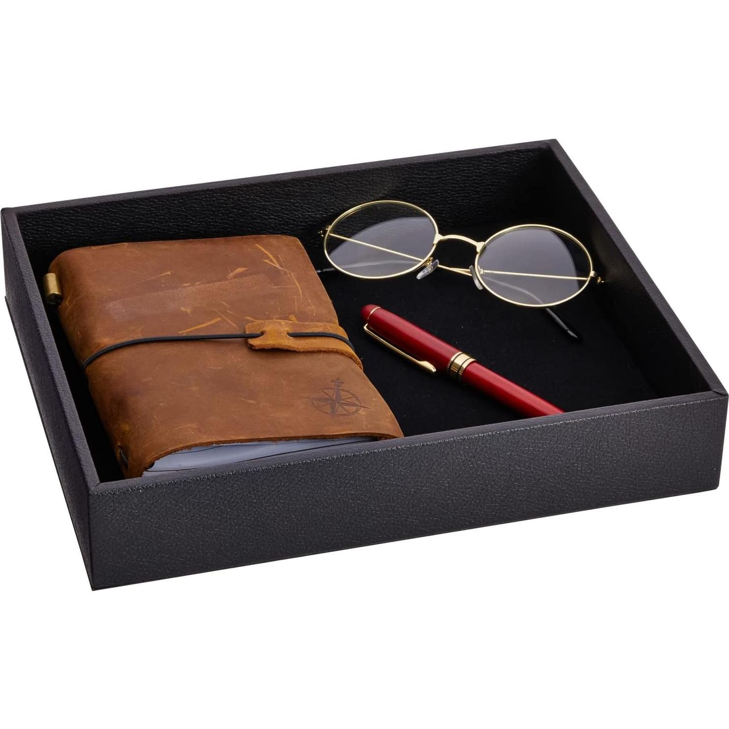 Bandeja de Cuero Sintético Juvale Organizador 2 Piezas Negro