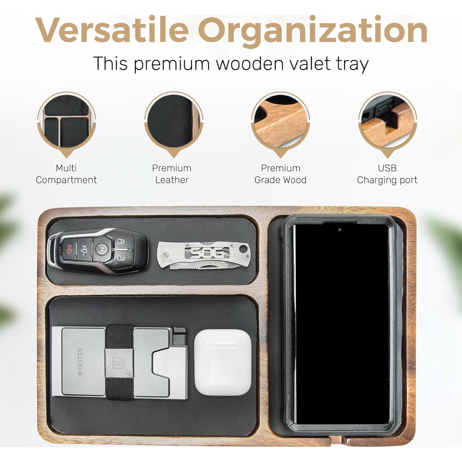 Bandeja de Valet de Madera de Acacia Evaded 30x20 cm