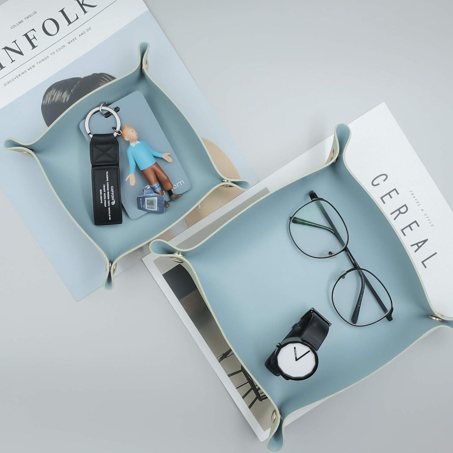 Organizador de bandeja de cuero POTTIIS 2 tamaños Azul Verde