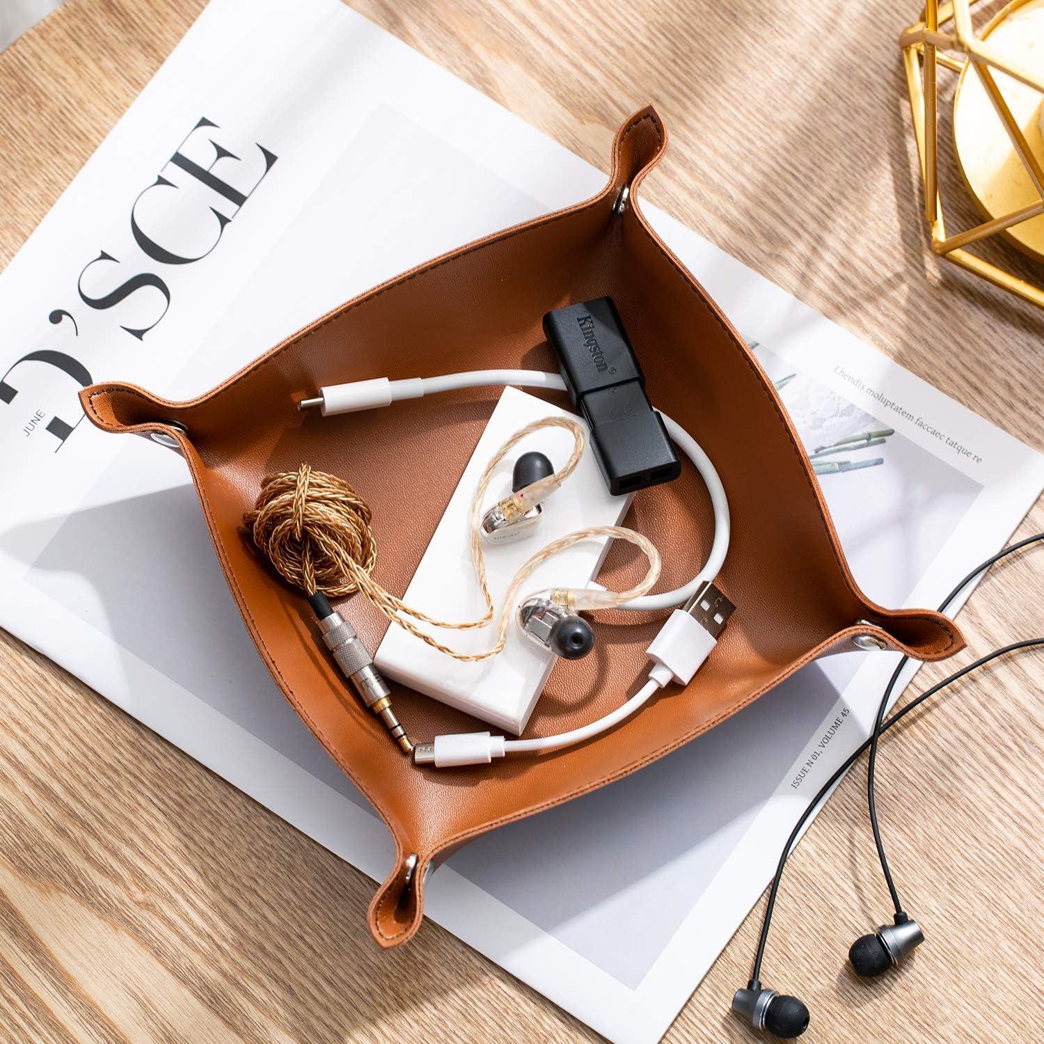 Bandeja de Joyería Cuero PU SANQIANWAN Marrón 19.81 cm