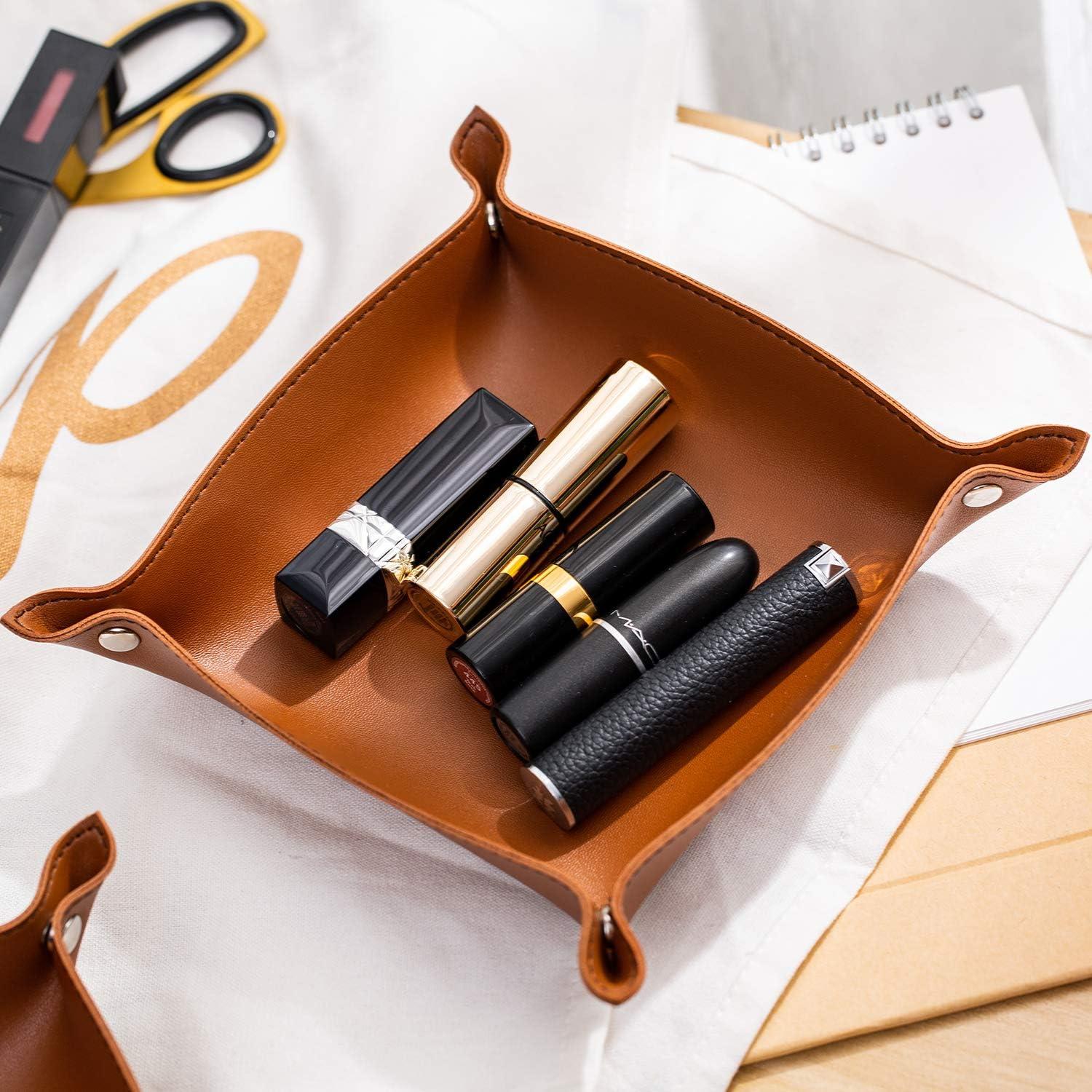 Bandeja de Joyería Cuero PU SANQIANWAN Marrón 19.81 cm