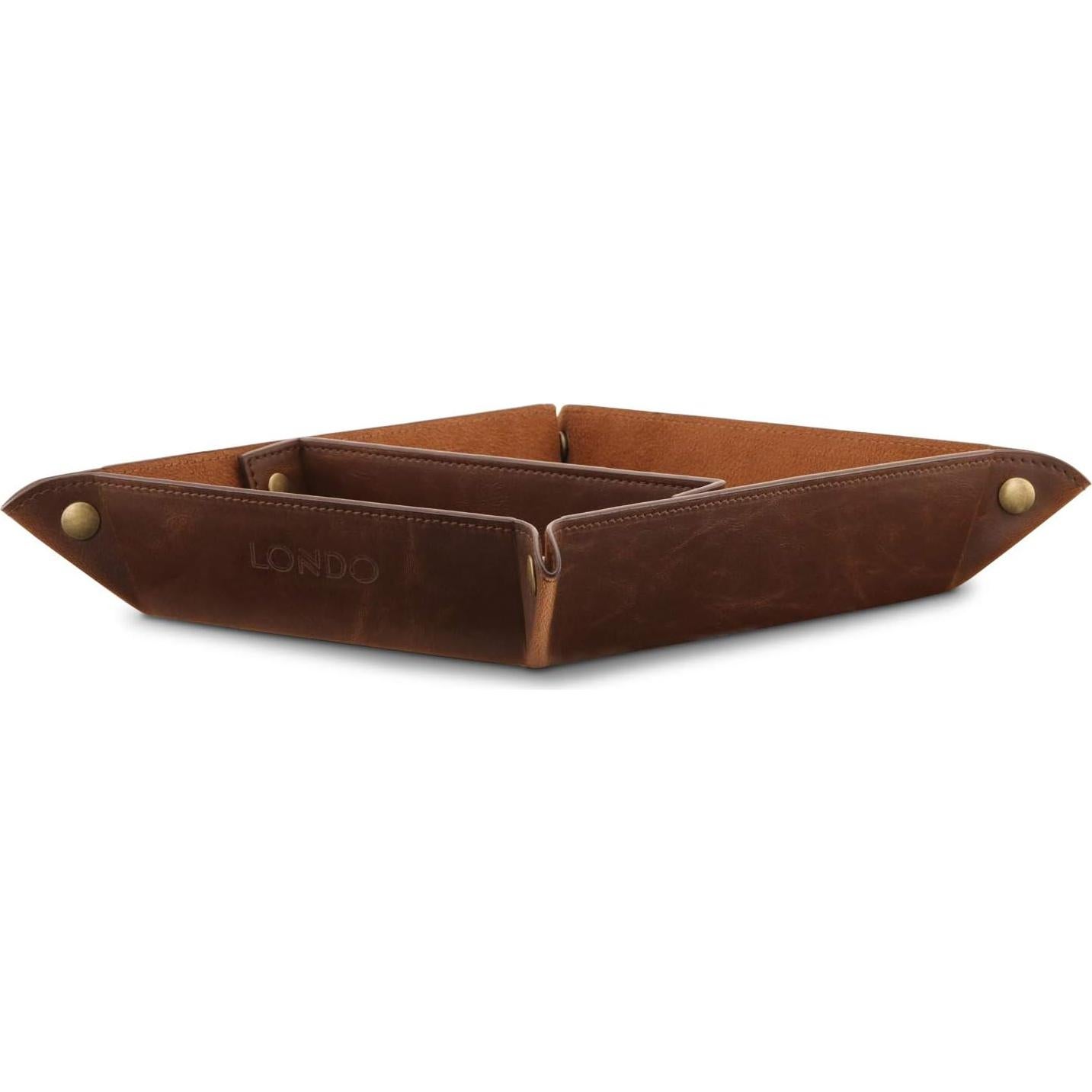 Organizador de Bandeja de Cuero Londo Marrón 20x24x5 cm