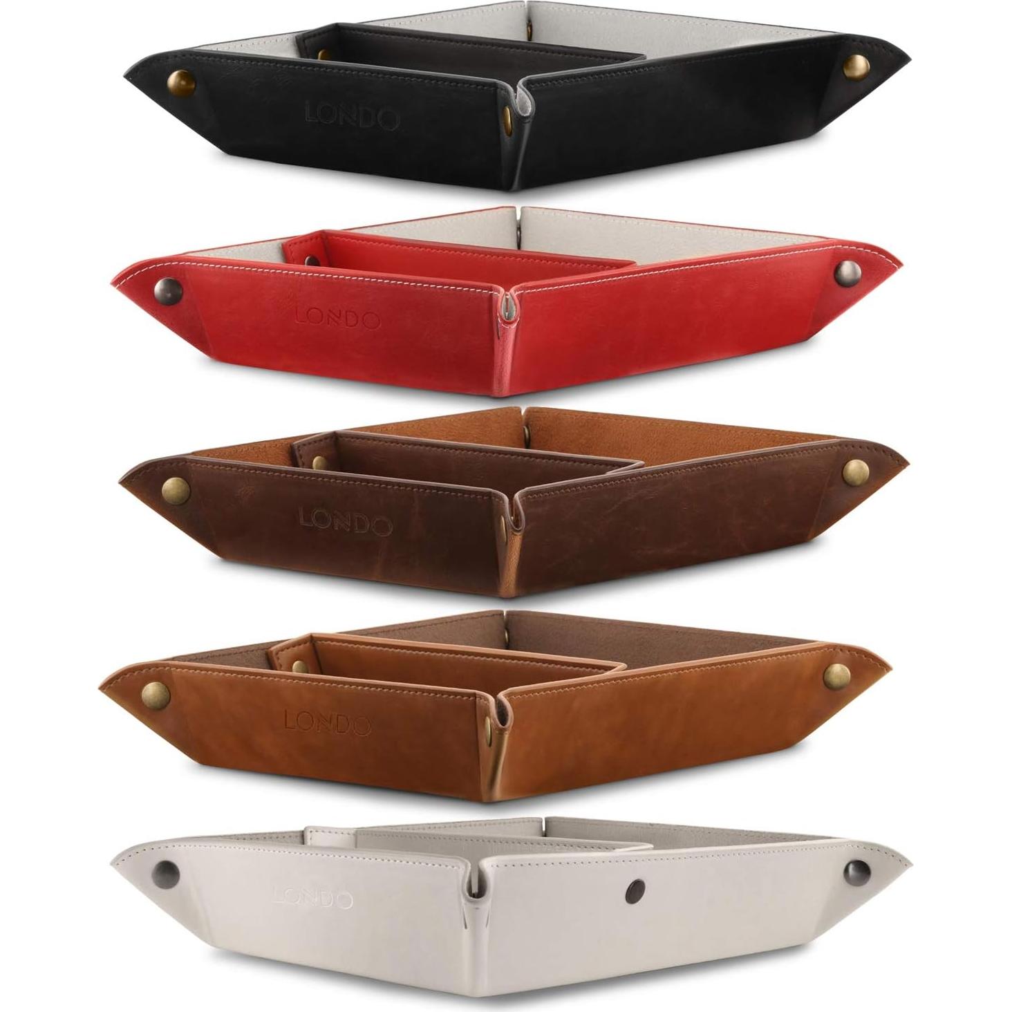 Organizador de Bandeja de Cuero Londo Marrón 20x24x5 cm