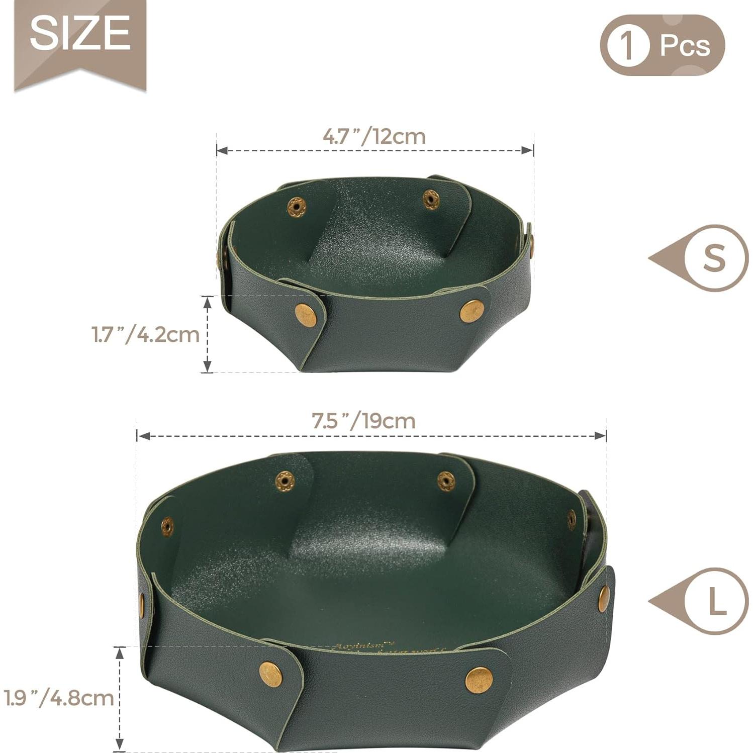 Bandejas de Cuero Aoyinism Organizador de Joyería Verde 2PCS
