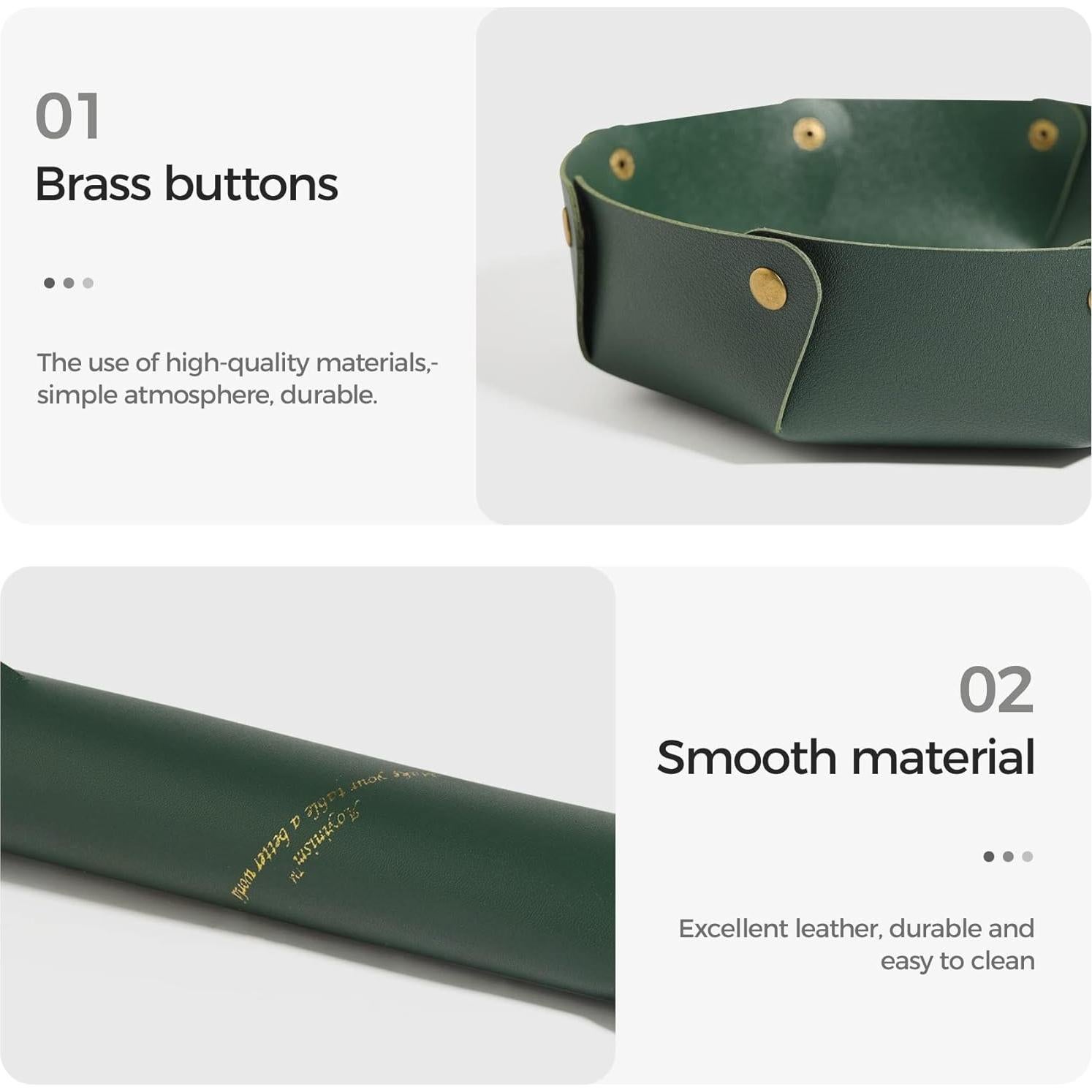 Bandejas de Cuero Aoyinism Organizador de Joyería Verde 2PCS