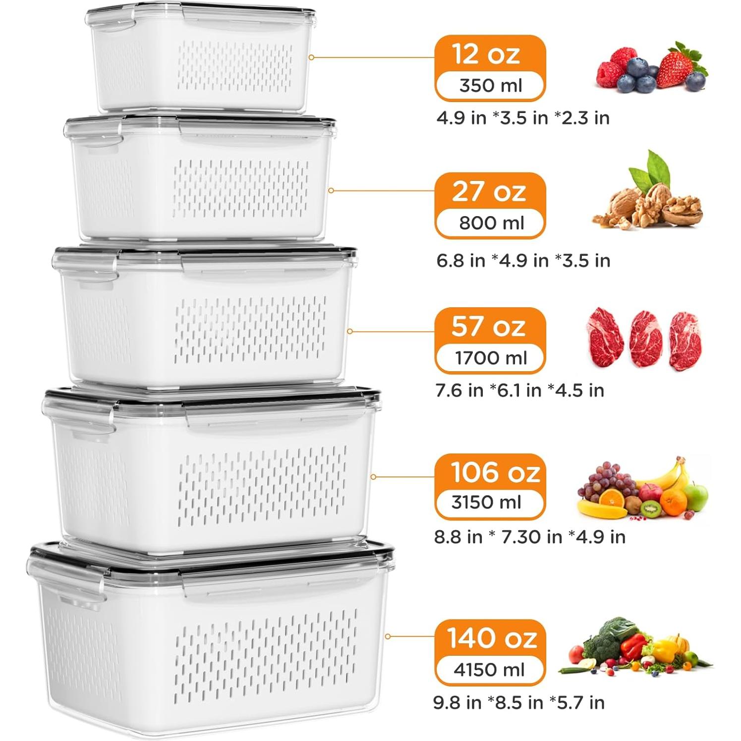 Contenedores de Almacenamiento Winproper 5 Piezas 4 en 1