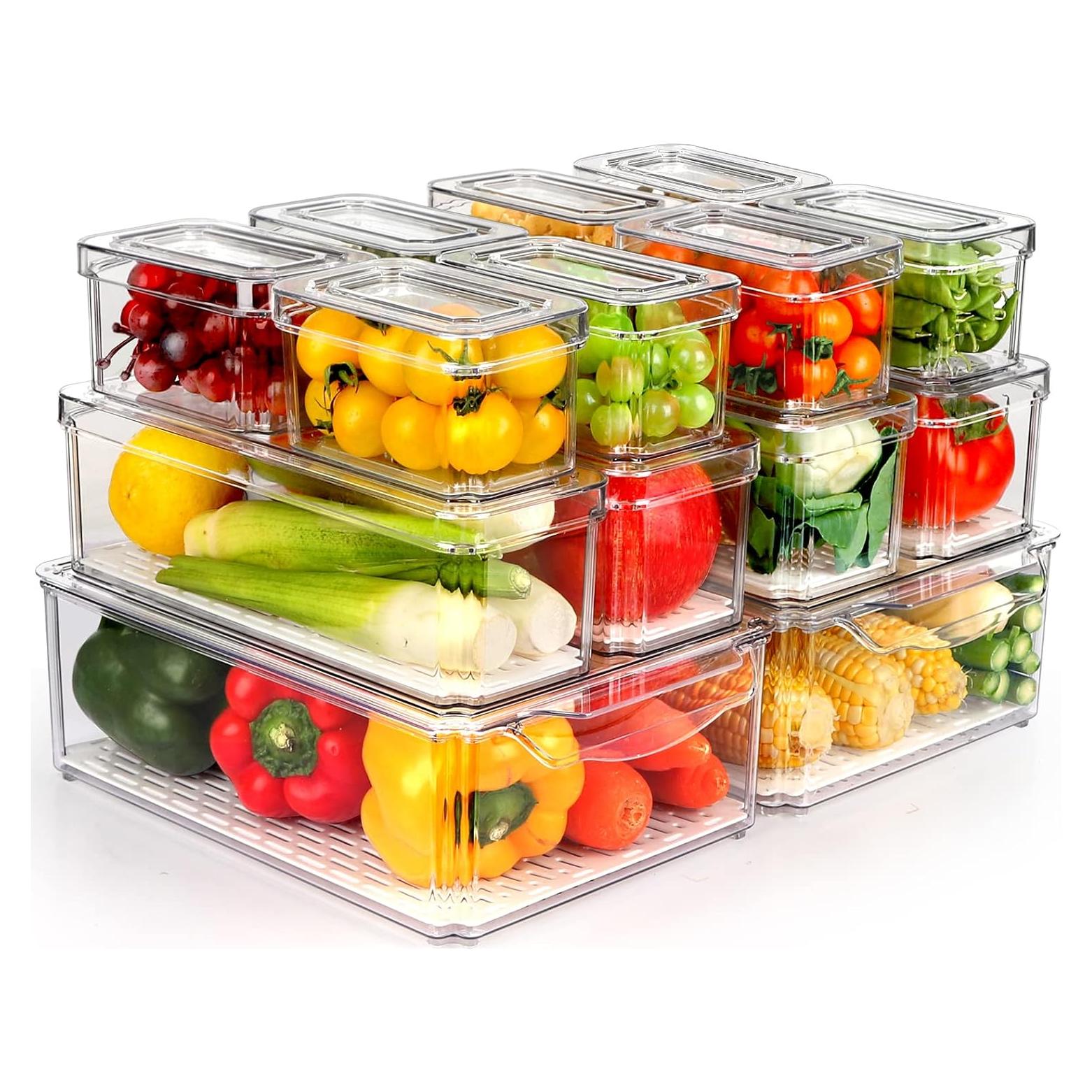 14 Contenedores Organizadores de Refrigerador Sin BPA