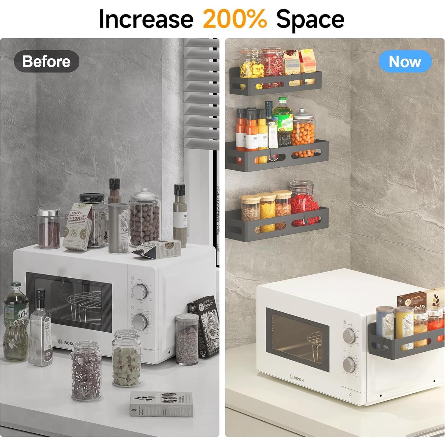 Estantes magnéticos para especias Sevenblue, 4 piezas, negro