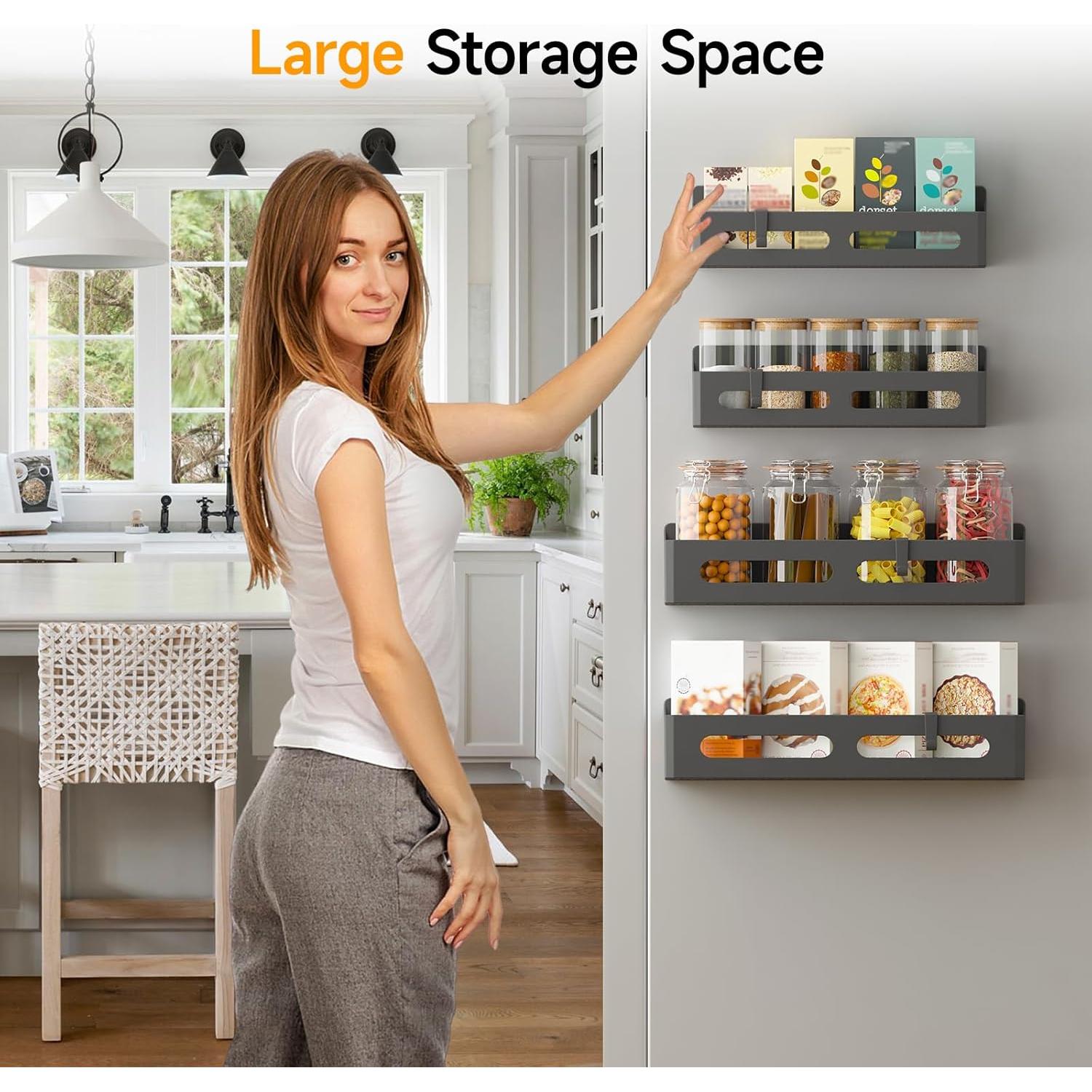 Estantes magnéticos para especias Sevenblue, 4 piezas, negro