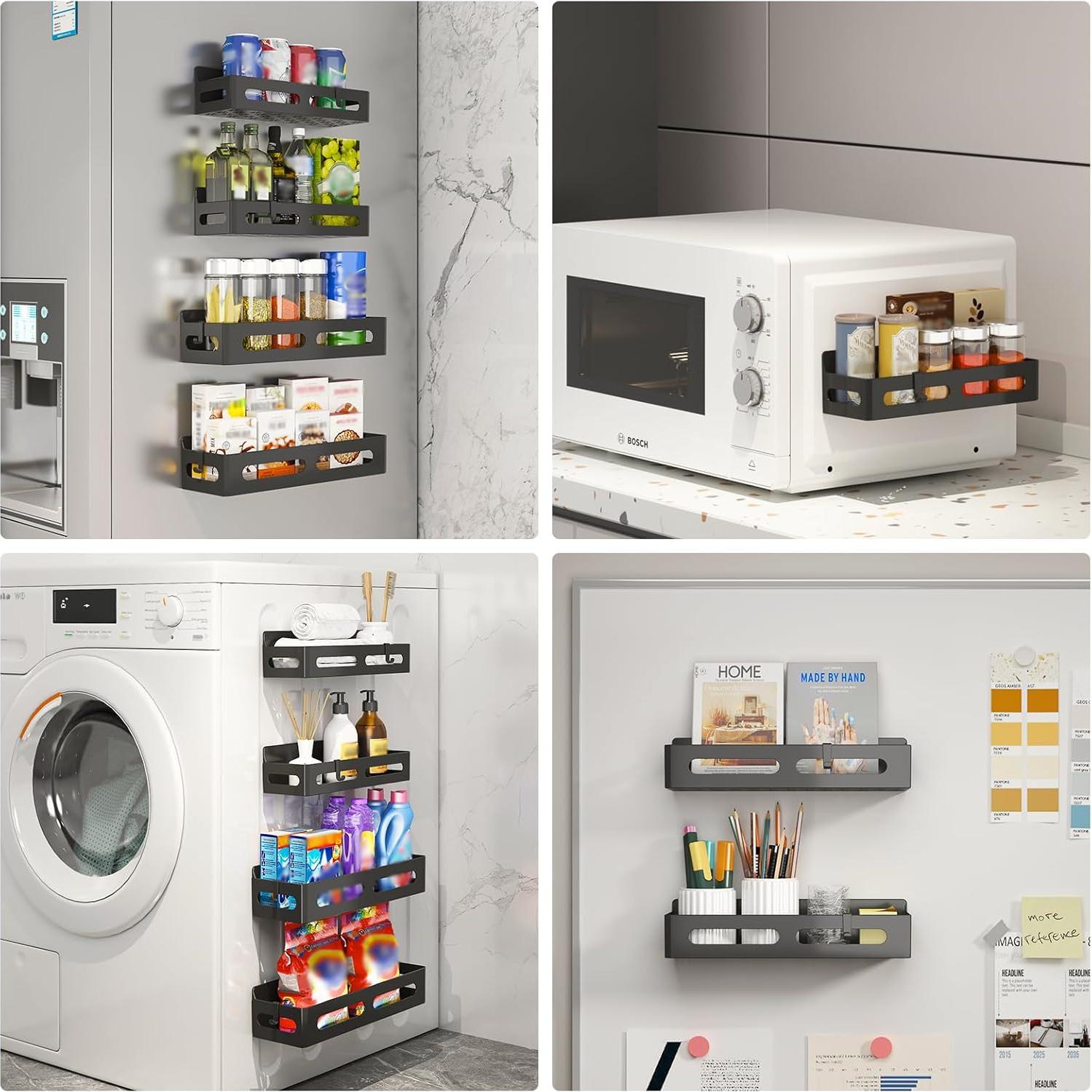 Estantes magnéticos para especias Sevenblue, 4 piezas, negro