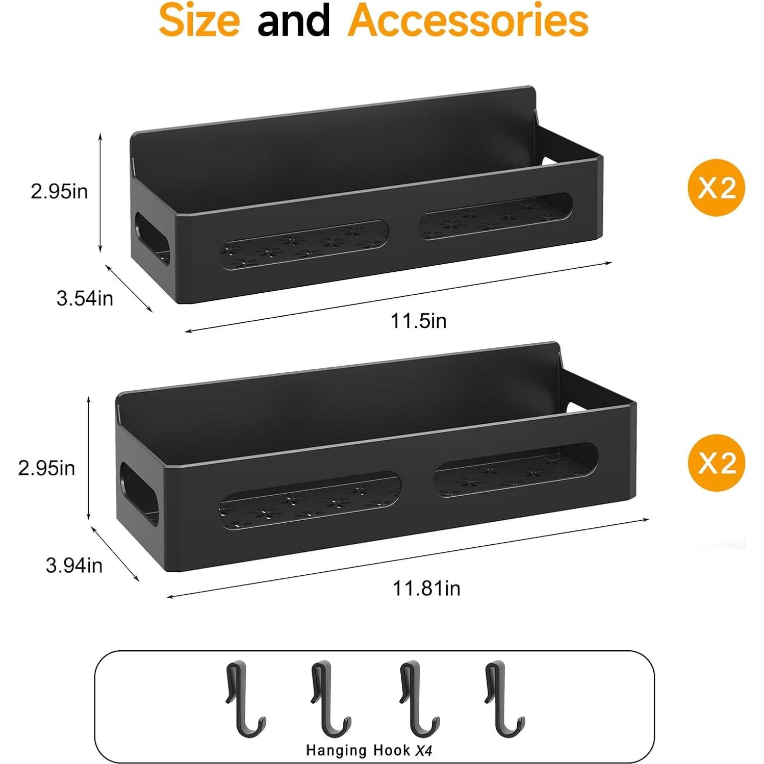 Estantes magnéticos para especias Sevenblue, 4 piezas, negro
