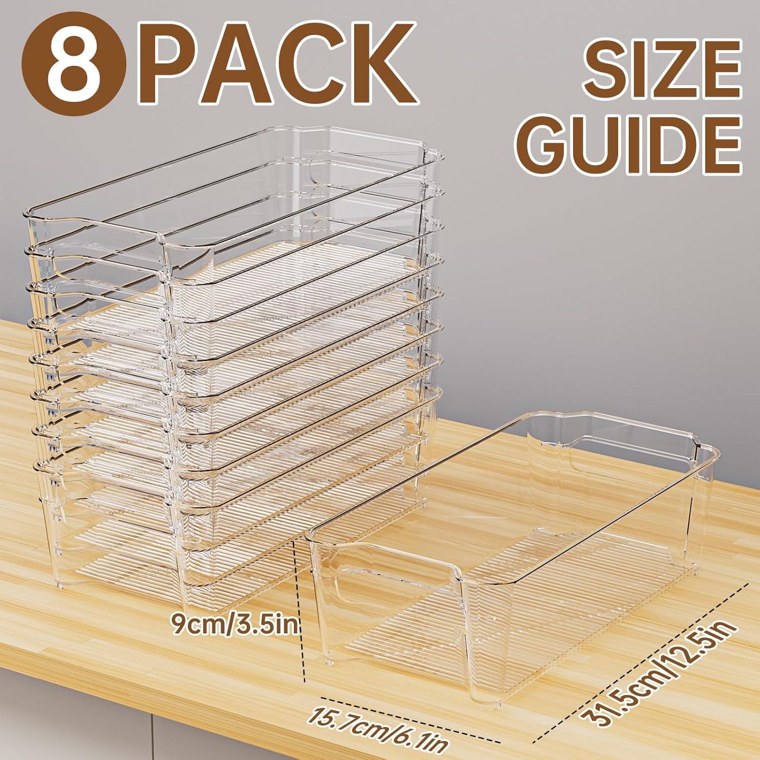 Paquete de 8 Organizadores Transparentes para Refrigerador 31.75 cm