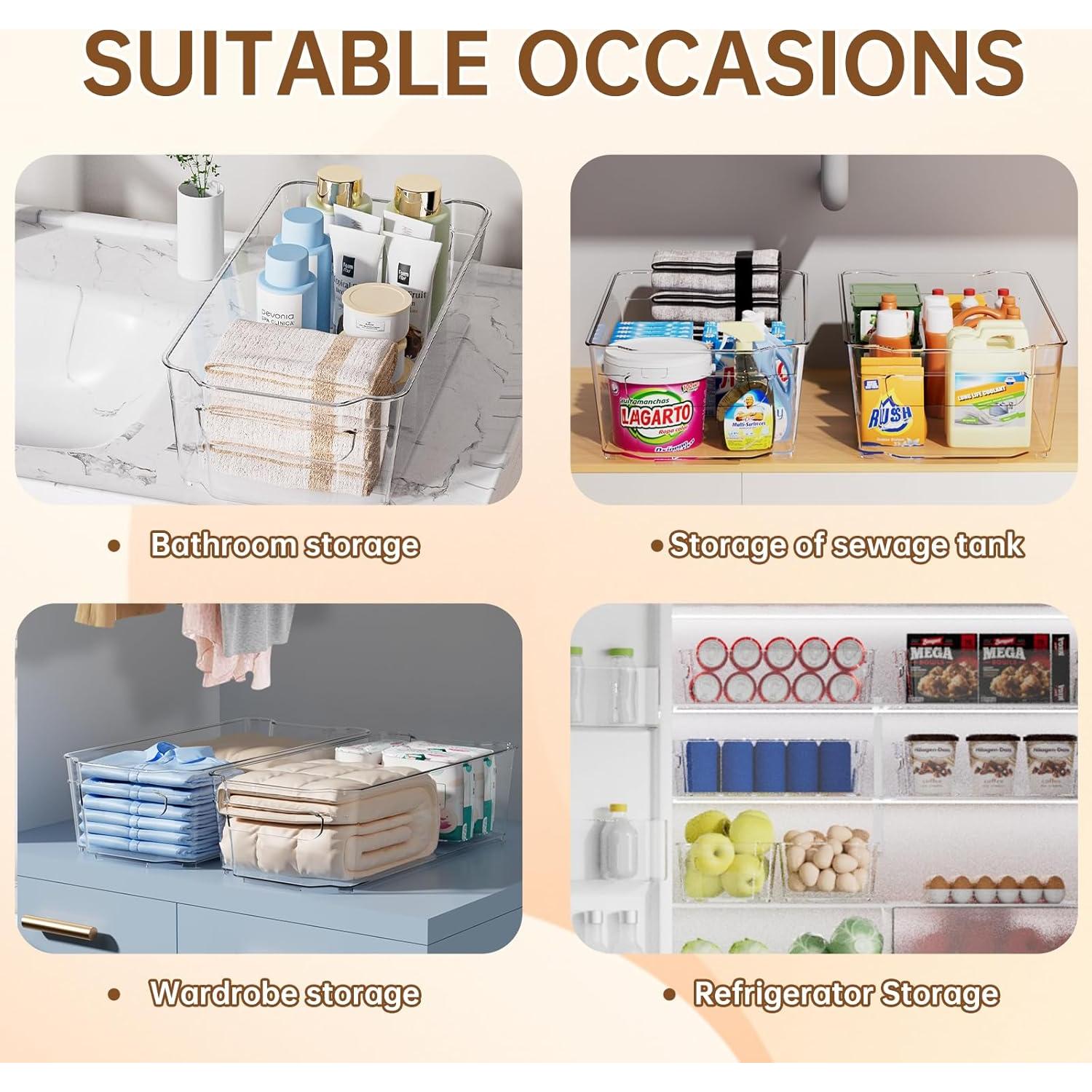 Paquete de 8 Organizadores Transparentes para Refrigerador 31.75 cm