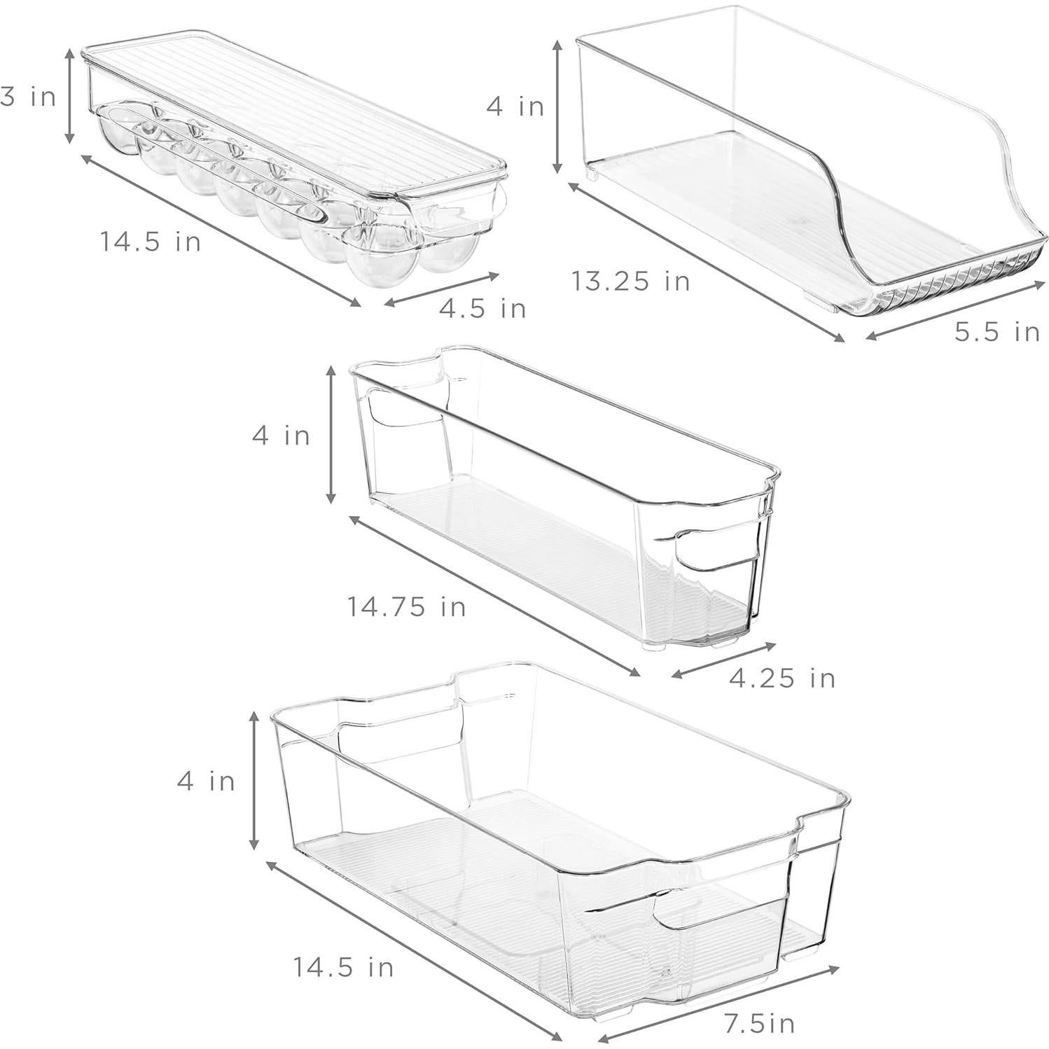 Organizadores de Refrigerador Sorbus 6 Piezas Apilables BPA Free