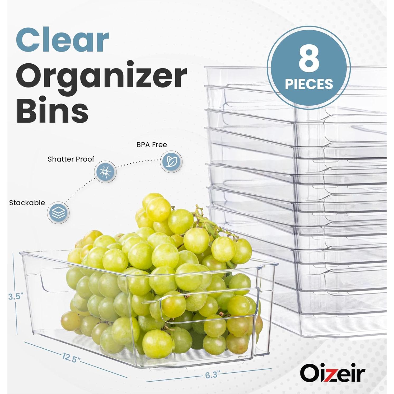 Set de 8 Organizadores de Plástico Transparente Oizeir 31,75x16x8,89cm