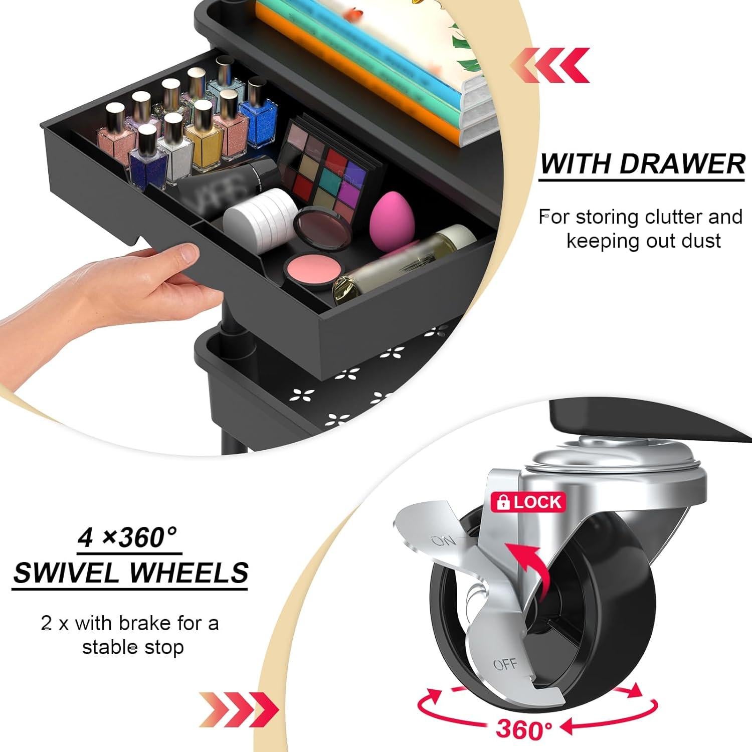 Carro de Utilidad Rodante 3 Niveles Goovilla Negro