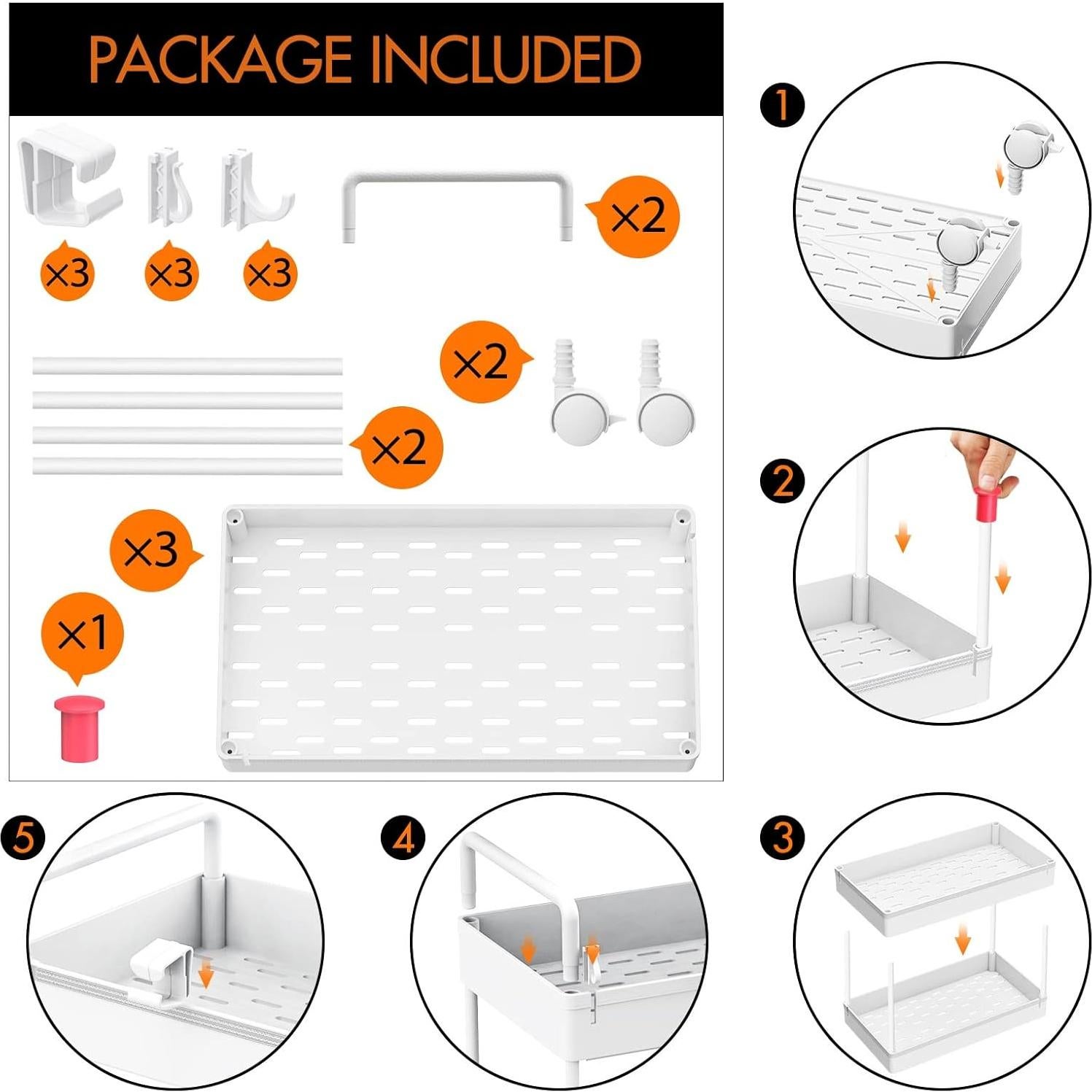 Carro de Almacenamiento Rodante Ronlap 3 Niveles Blanco