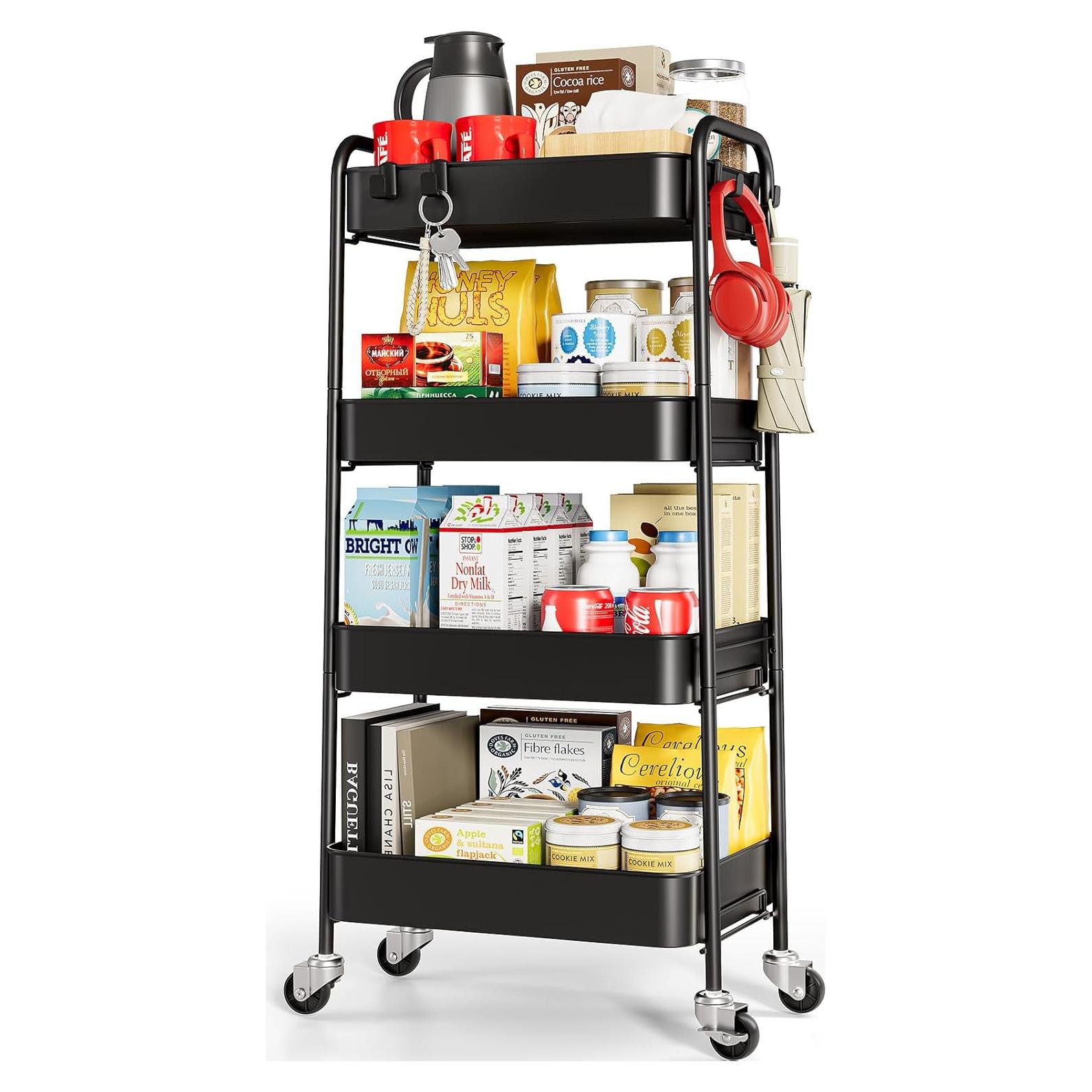 Carro Rodante de Metal TOOLF 4 Niveles Negro 59,87 kg