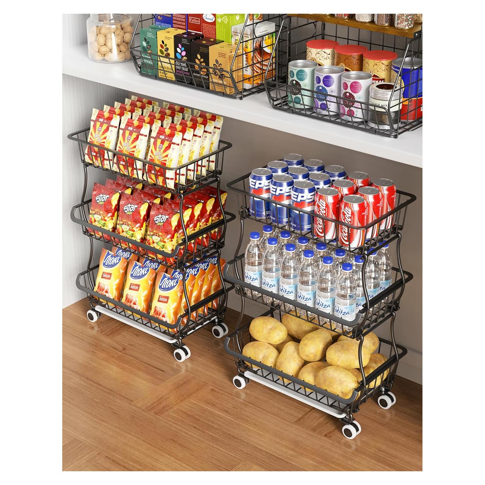 Organizador de despensa OKZEST 3 niveles con ruedas 60 cm