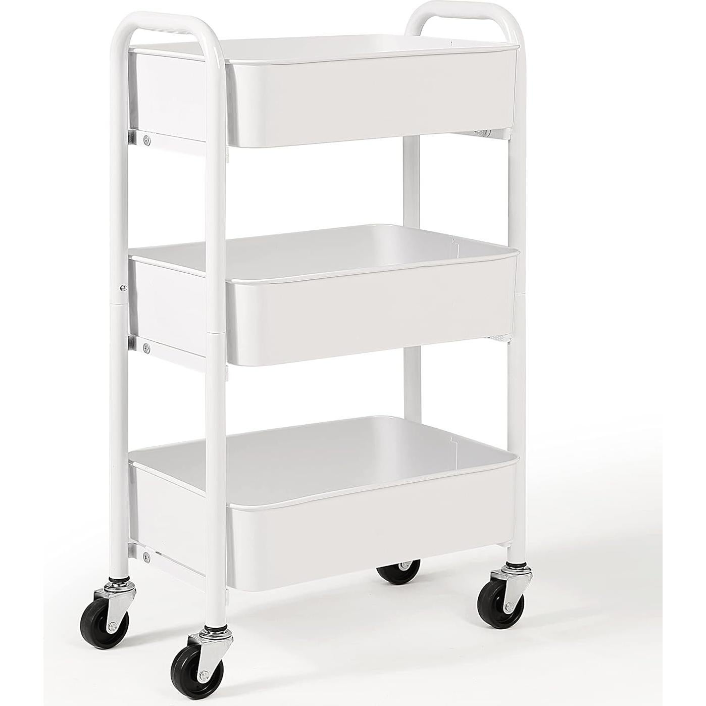 Carro de Almacenamiento Metálico SunnyPoint 3 Niveles Blanco