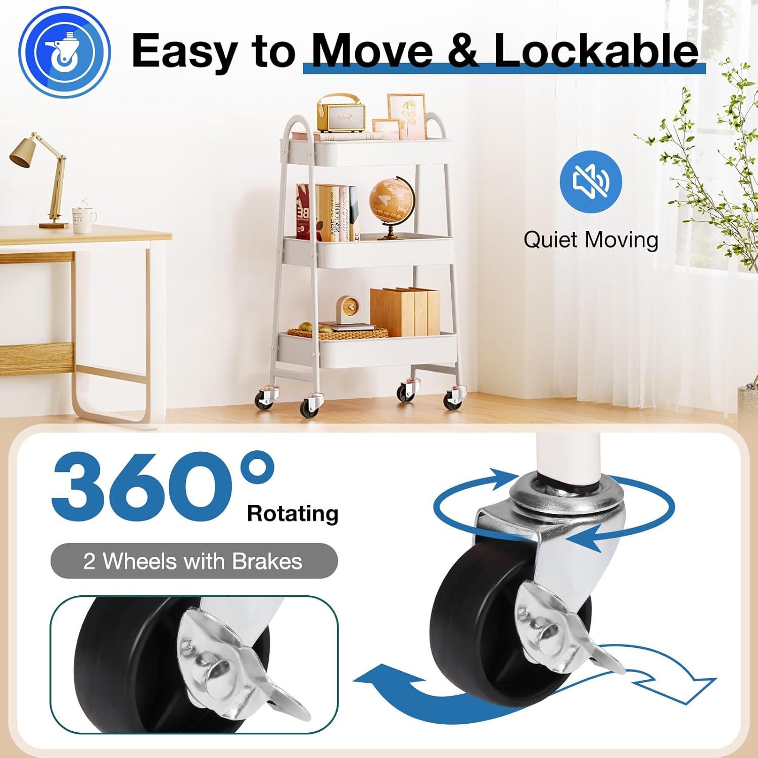 Carro Rodante de 3 Niveles OLIXIS Metal Blanco