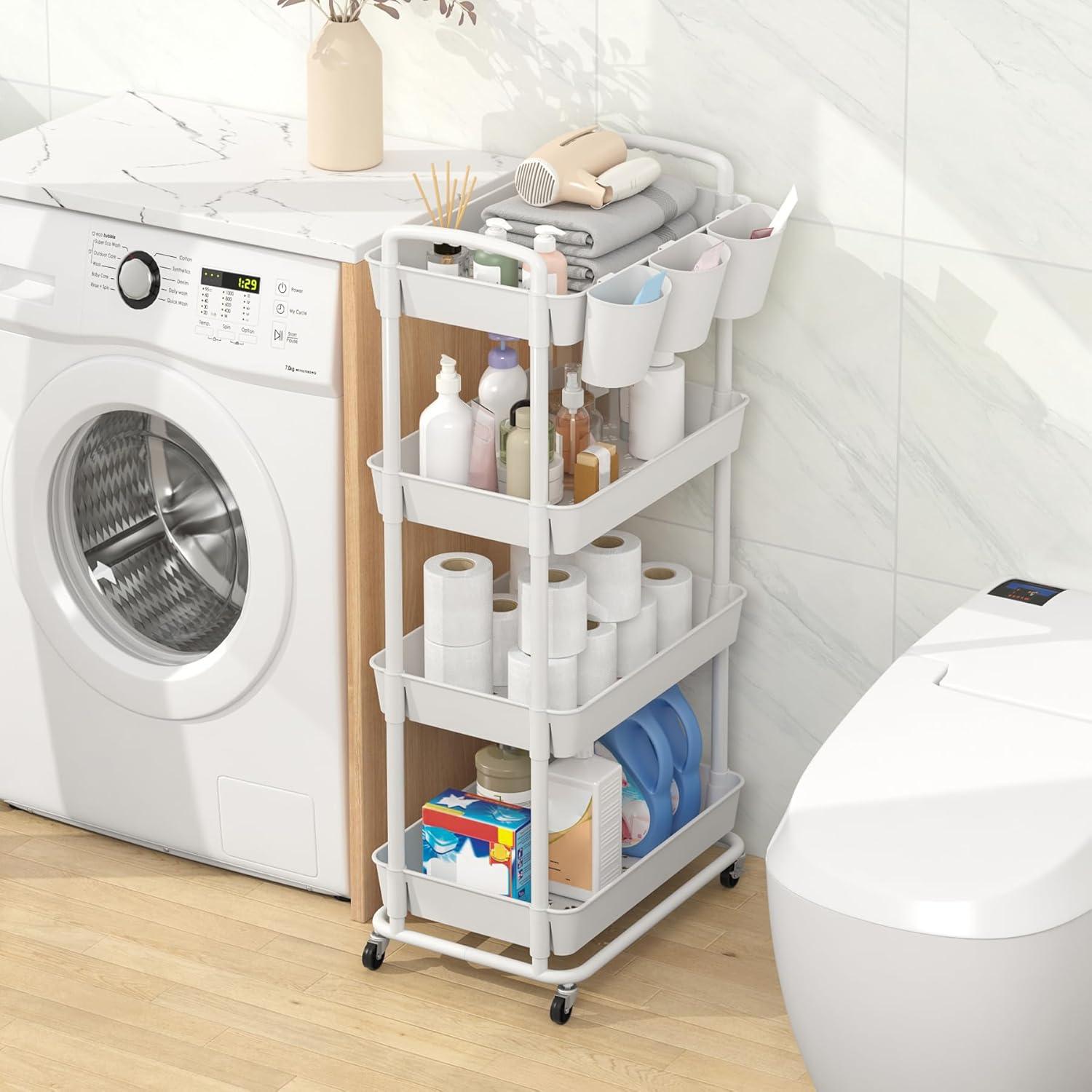 Carro de Almacenamiento Rodante JIUYOTREE 4 Niveles Blanco