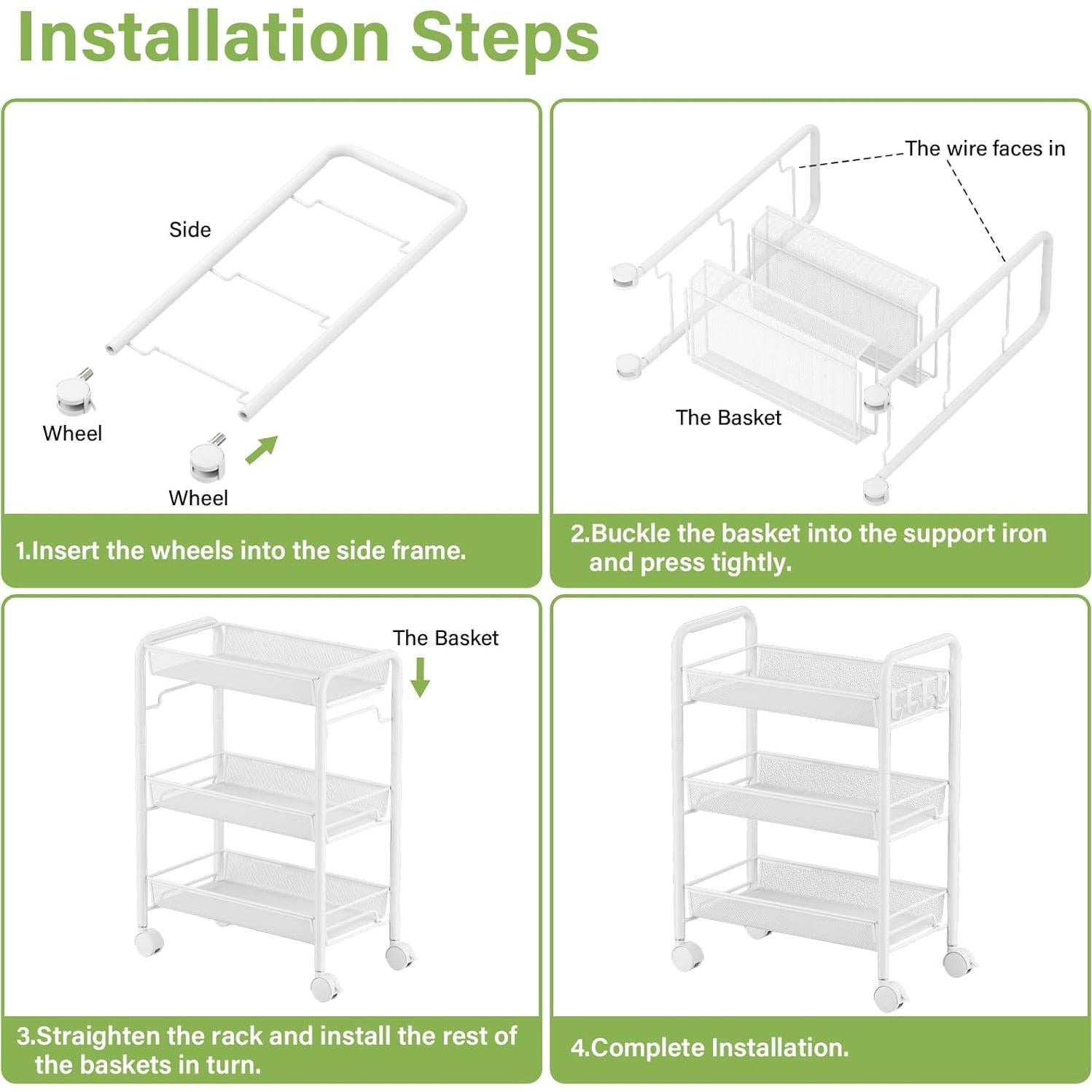 Carro de Almacenamiento JANE EYRE 3 Niveles Blanco