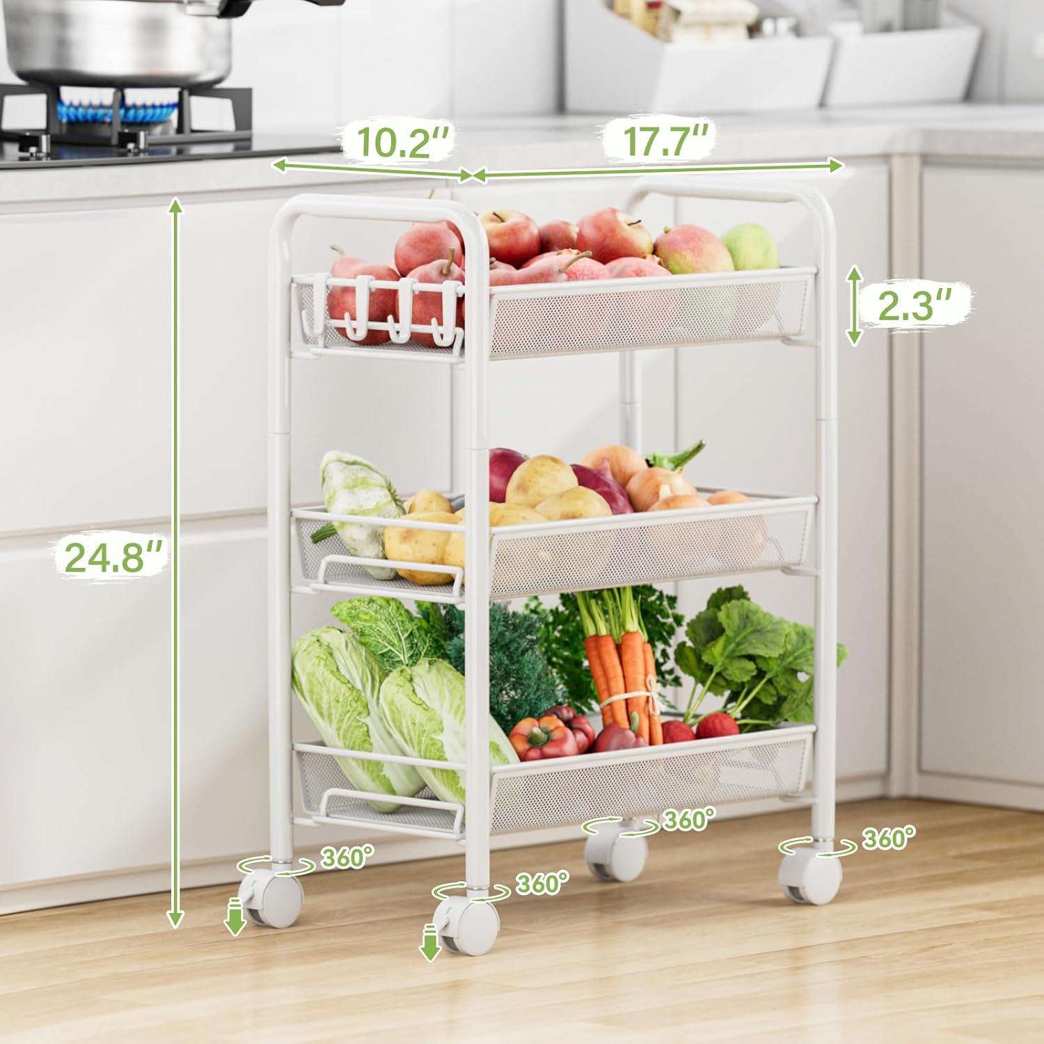 Carro de Almacenamiento JANE EYRE 3 Niveles Blanco