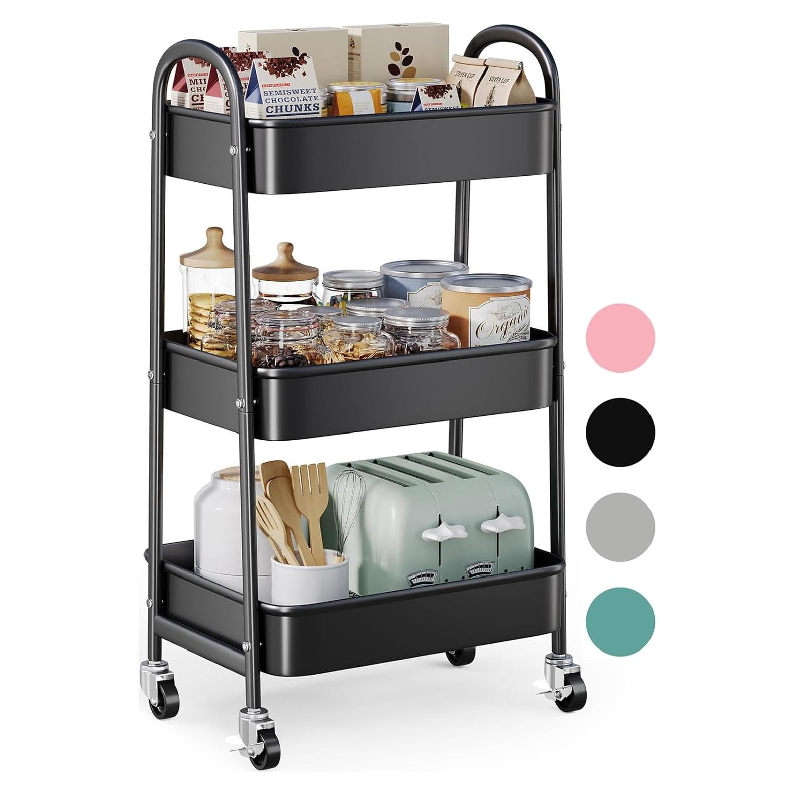 Carro Organizador de Metal 3 Niveles Osivaex Negro