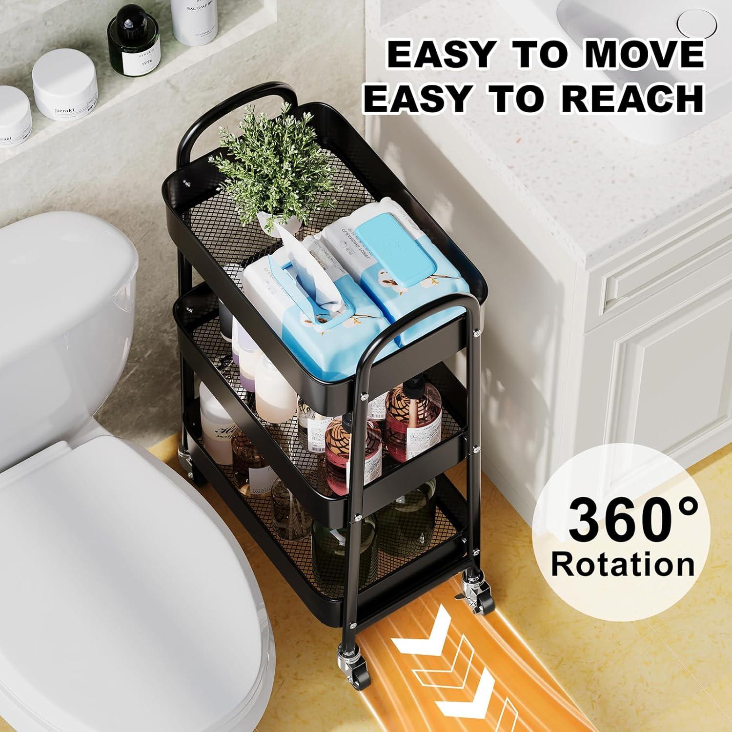 Carro Organizador de Metal 3 Niveles Osivaex Negro