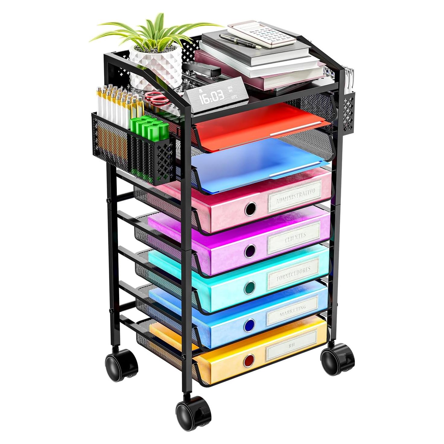 Carro de Archivo Rodante 8 Niveles Simple Trending Negro