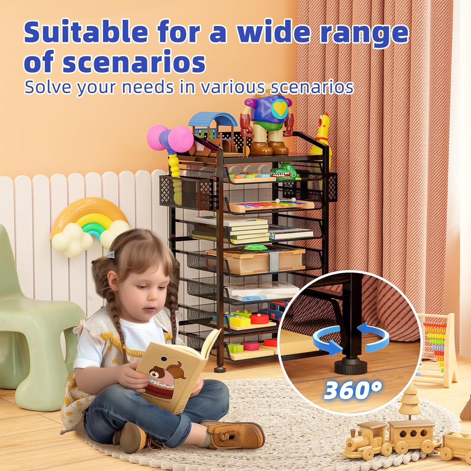 Carro de Archivo Rodante 8 Niveles Simple Trending Negro