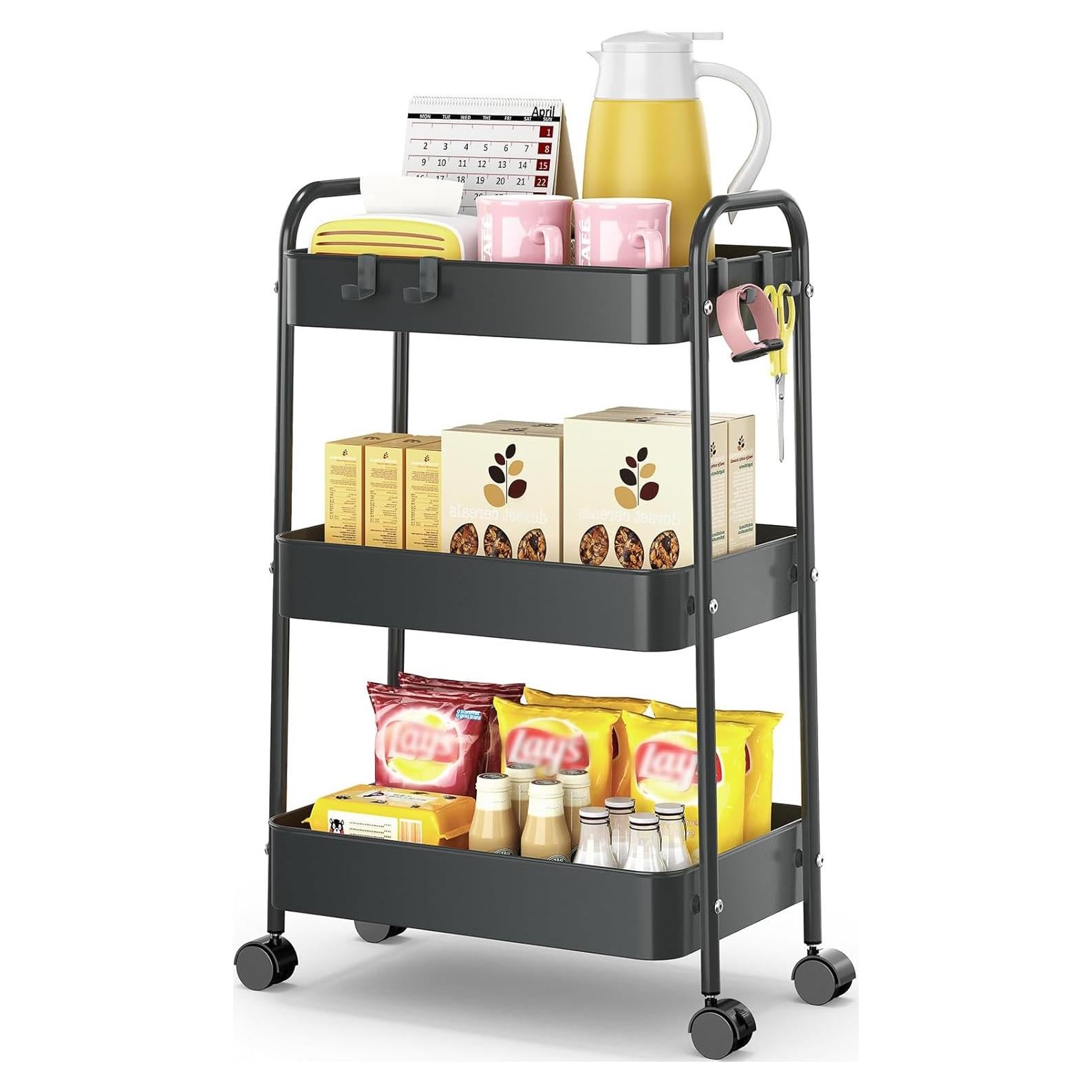 Carro de Almacenamiento Rodante TOOLF 3 Niveles Metal Negro