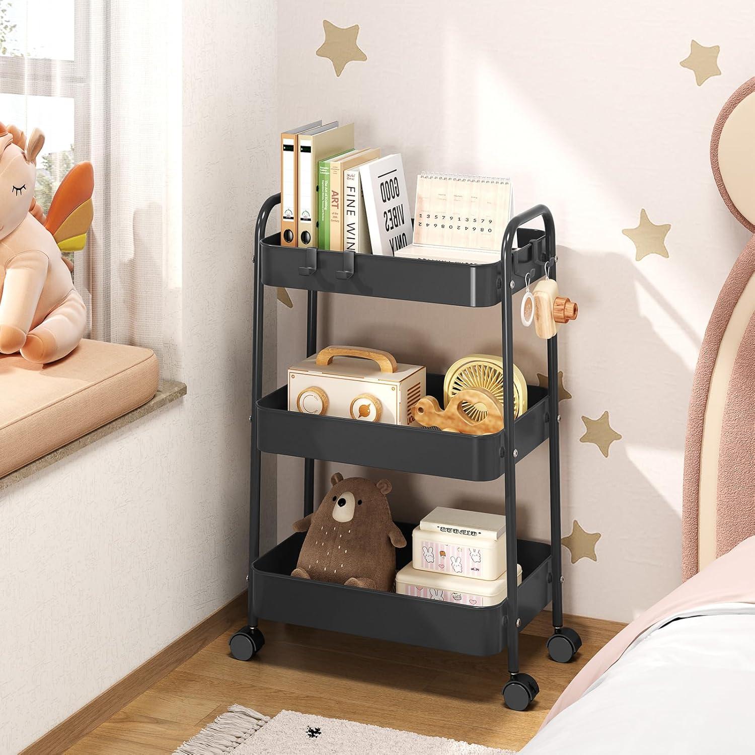 Carro de Almacenamiento Rodante TOOLF 3 Niveles Metal Negro