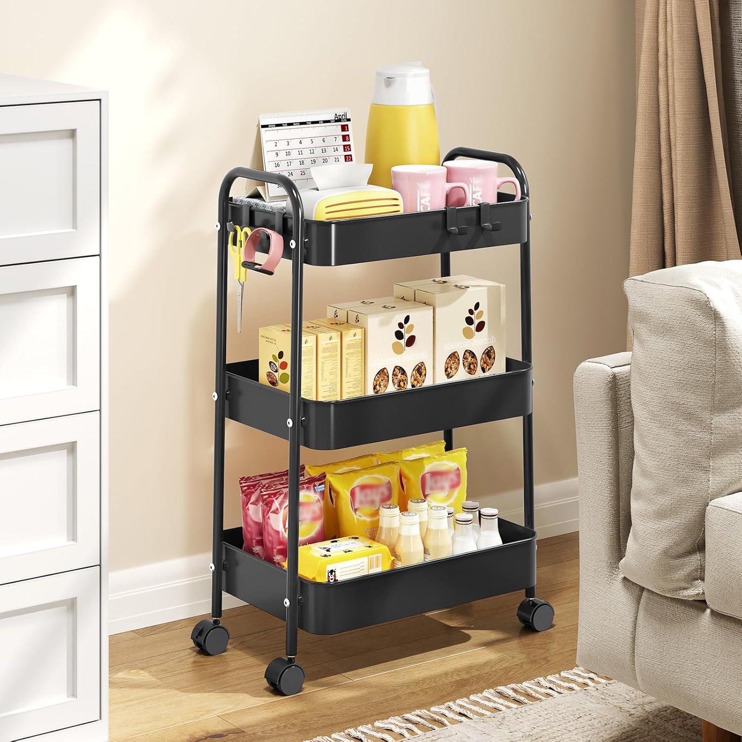 Carro de Almacenamiento Rodante TOOLF 3 Niveles Metal Negro