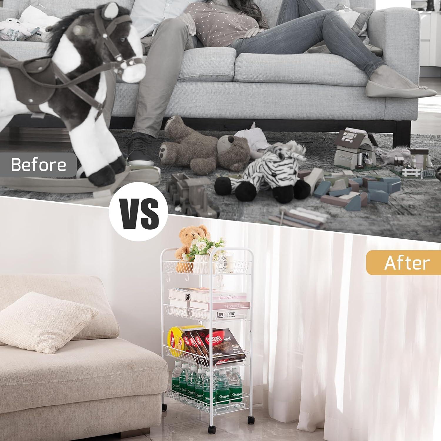 Carro de Almacenamiento Metálico PLKOW 4 Niveles Blanco