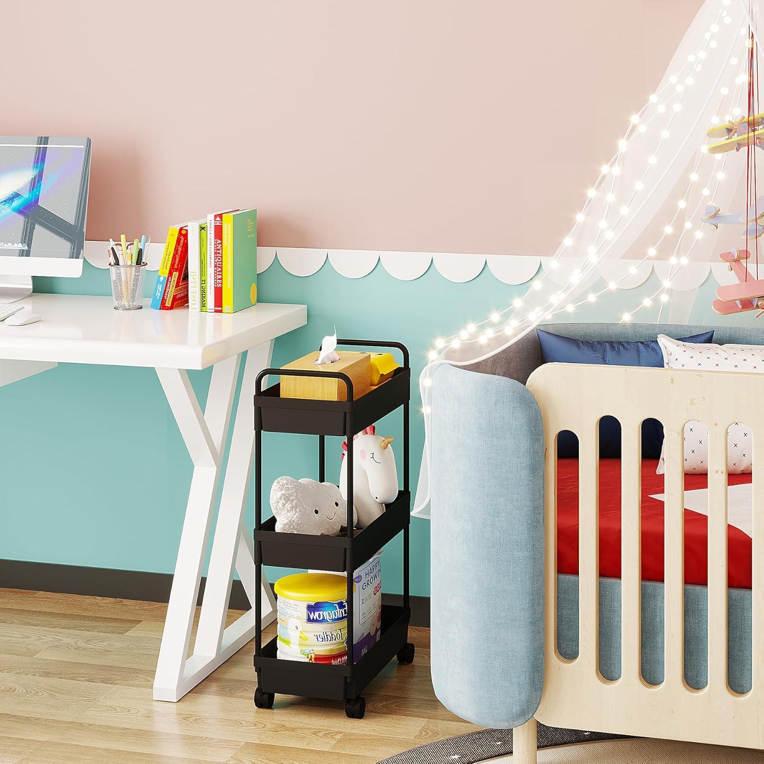 Carro de Almacenamiento Buzowruil 3 Niveles Negro