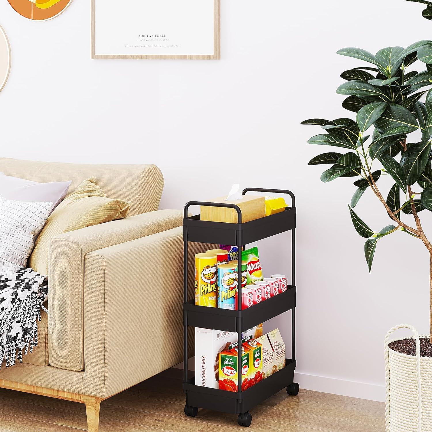 Carro de Almacenamiento Buzowruil 3 Niveles Negro