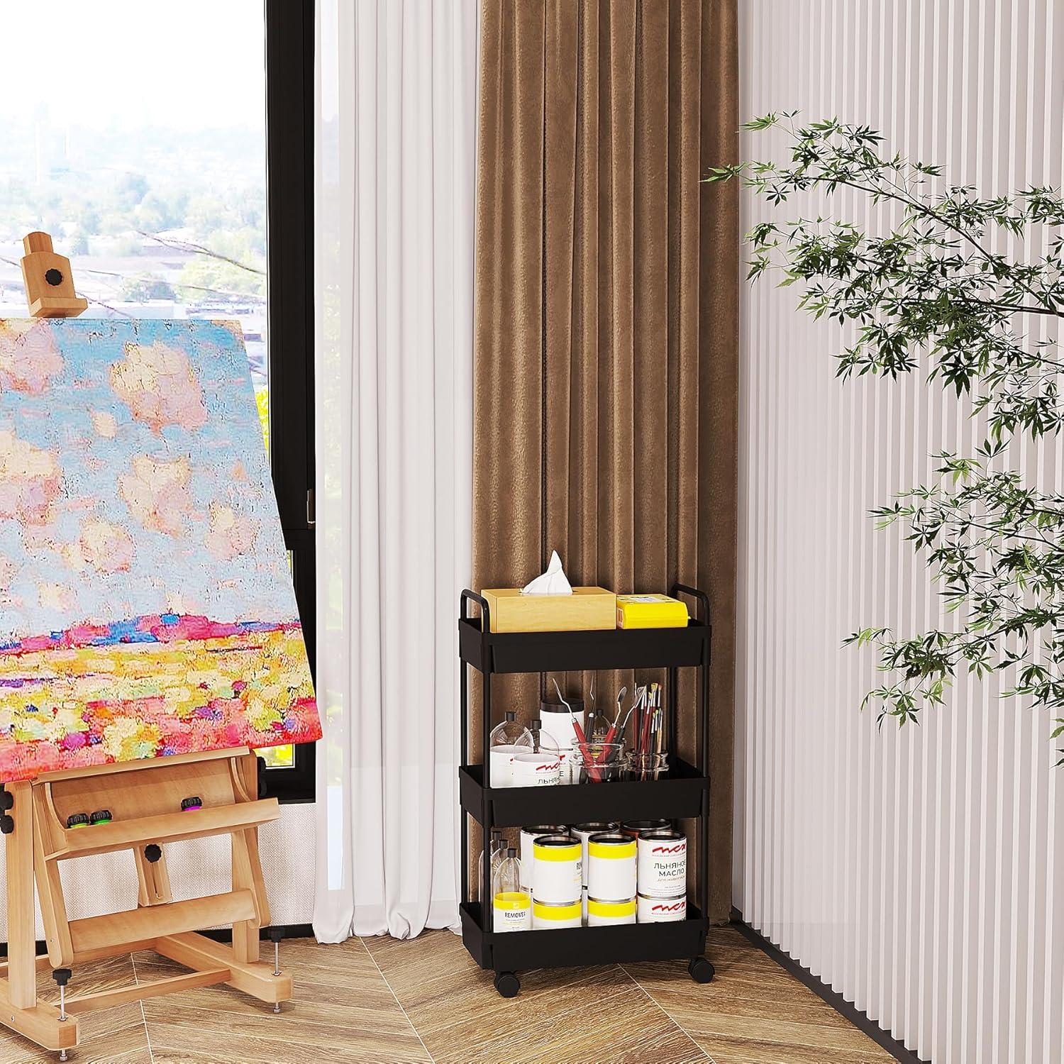 Carro de Almacenamiento Buzowruil 3 Niveles Negro