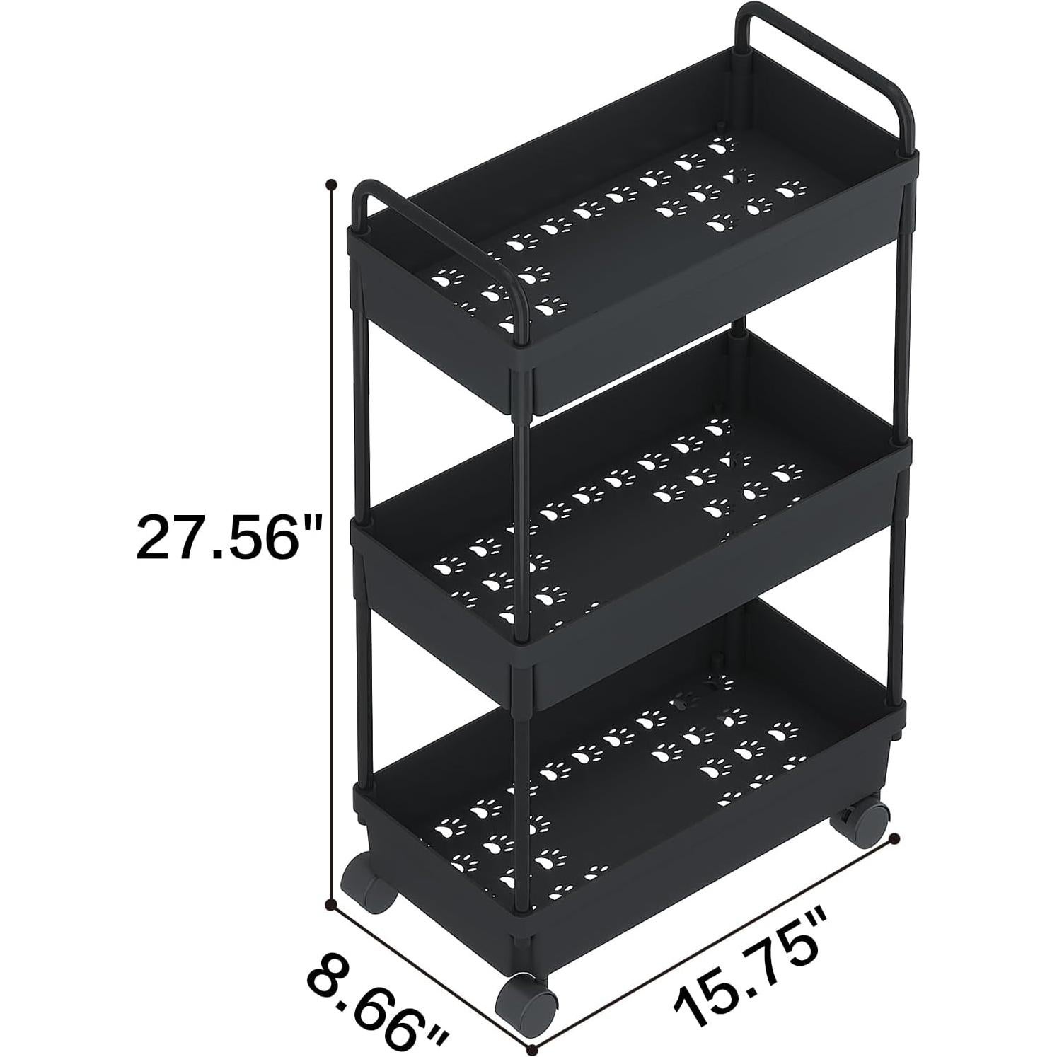 Carro de Almacenamiento Buzowruil 3 Niveles Negro
