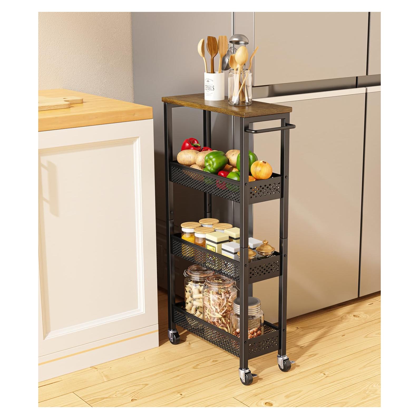 Carro de Almacenamiento Rodante Giwil 4 Niveles Negro