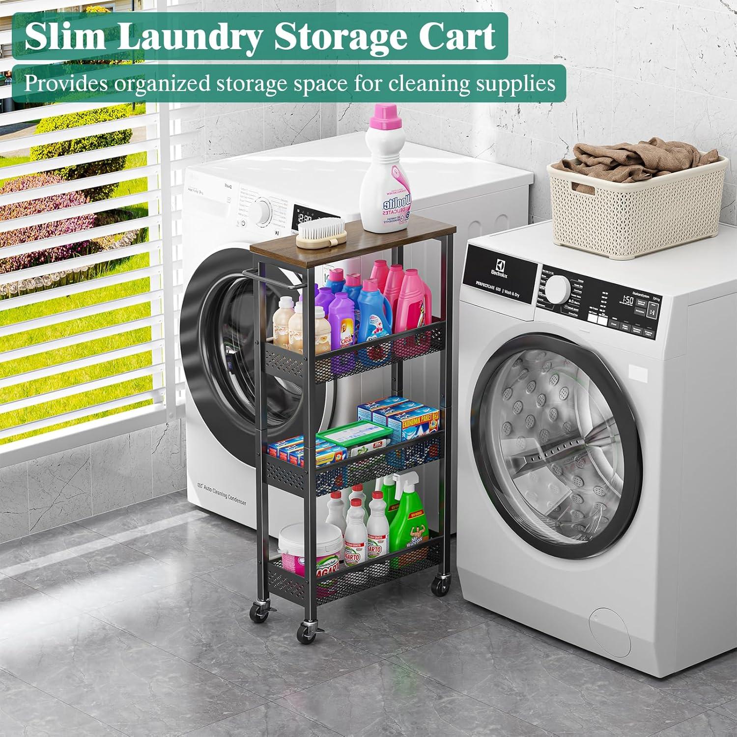 Carro de Almacenamiento Rodante Giwil 4 Niveles Negro